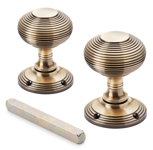 55 mm Massiv Messing Bienenstock Einsteck Türgriffe Knauf Paar Set Qualität Neu Viktorianisch - Bild 3 von 12