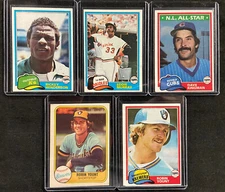 4 1981 TOPPS BASEBALL CARDS R HENDERSON, E MURRAY, D KINGMAN, R YOUNT  +1 FLEER