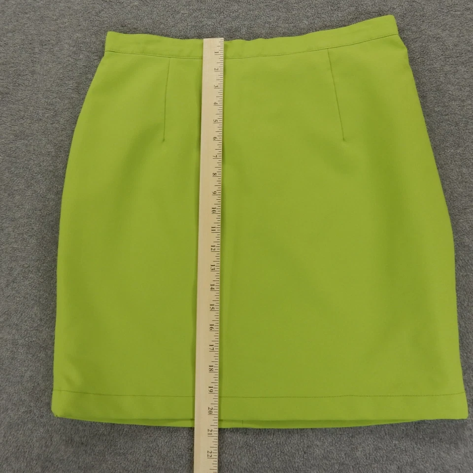 Falda Vintage Zucca Leonardi Grande W32 Verde Lima Forrada Brillante Retro Rodilla Lápiz Foto 4 de 4