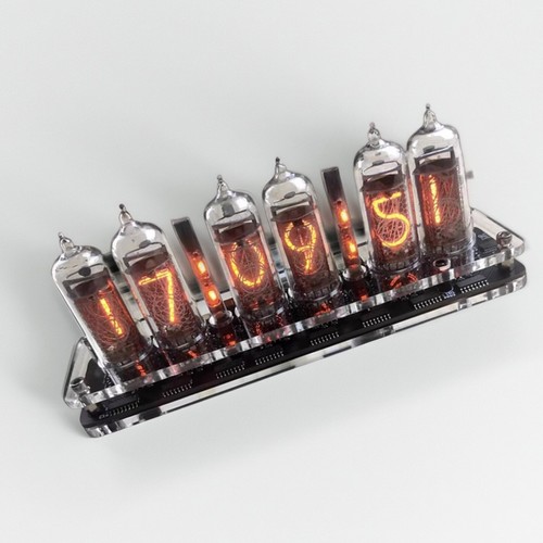 IN-14 6- digits Nixie clock. Carbon fiber case With installed tubes