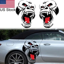 2Pcs Horror Ape Totem Graphics Vinyl DIY Stickers Car Side Body Fender Decals