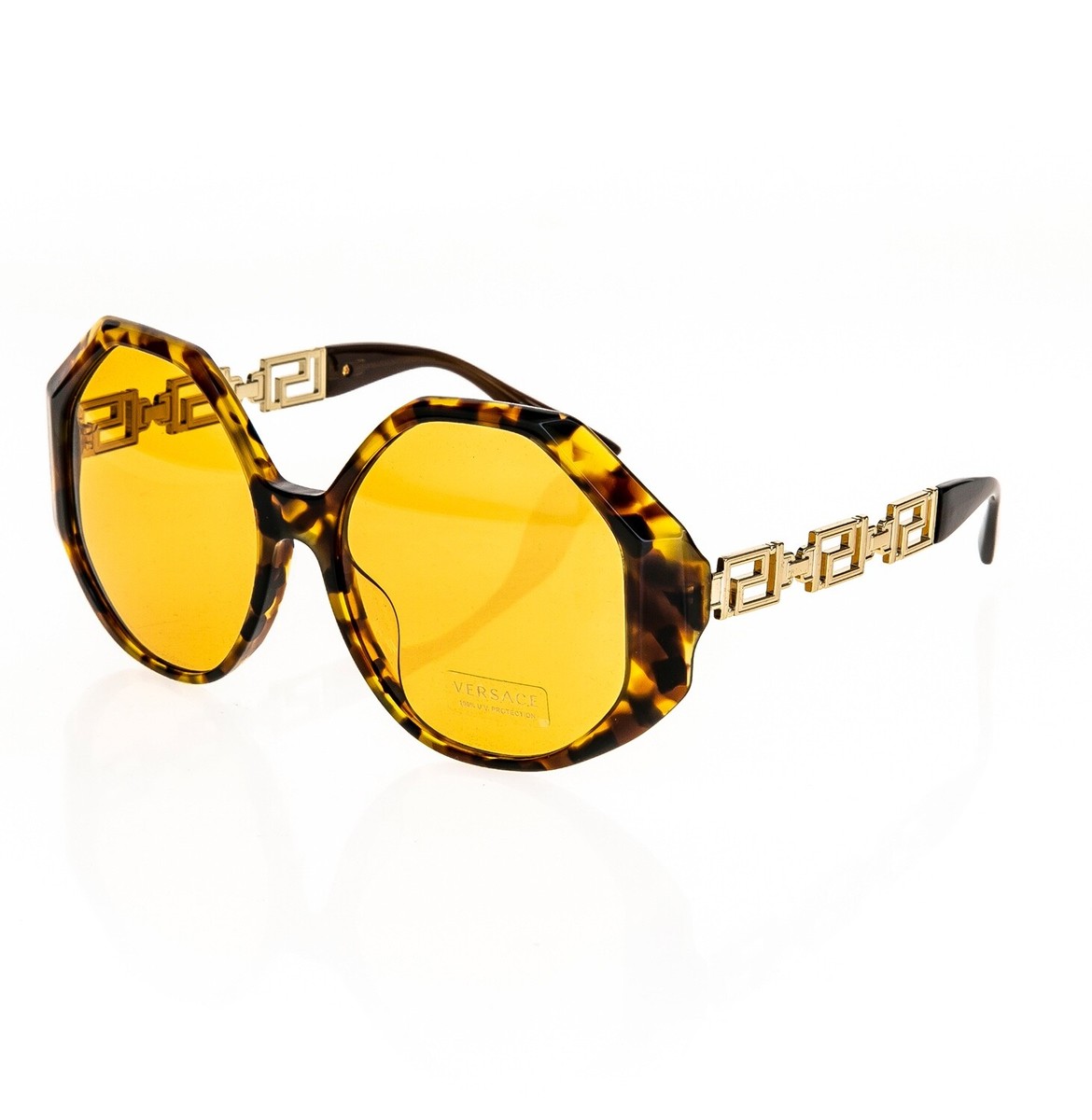 VERSACE Medusa Gold Greca Removable Chain Havana Runway Sunglasses