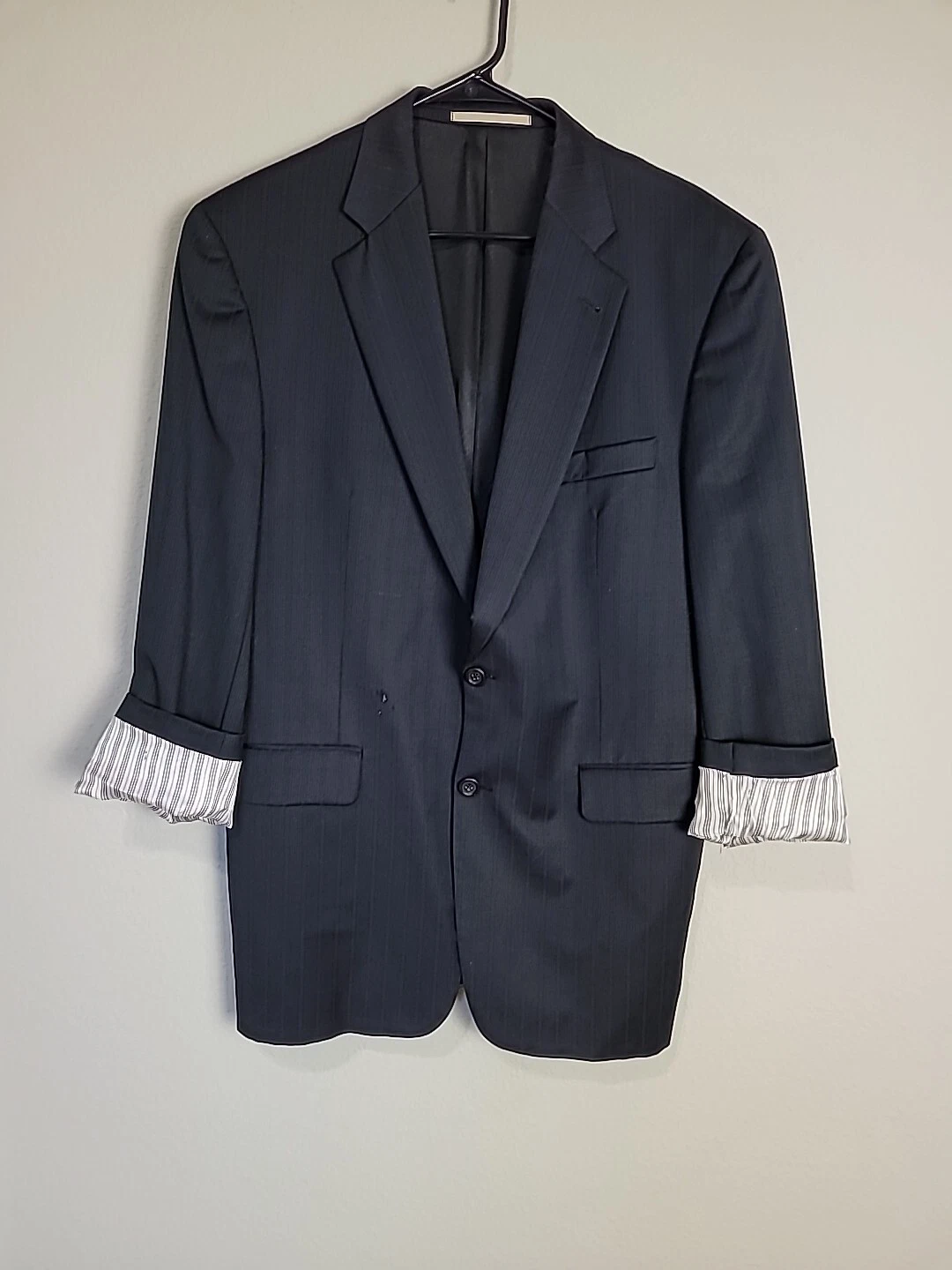Burberry London Blazer Blu Strisce 41L Tuta Giacca Cappotto Sportivo Lana Nordstrom