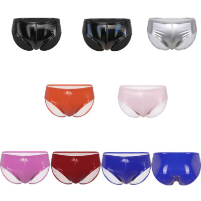 Herren Wetlook Bikini Slips Lack-Optik Glänzend Shorts Tanga Panties Unterwäsche