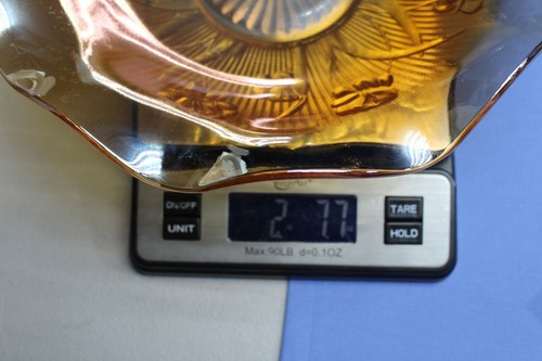 Vtg Jeannette Iris Herringbone Marigold Carnival Glass 12" Ruffled Edge Serving - Picture 15 of 18