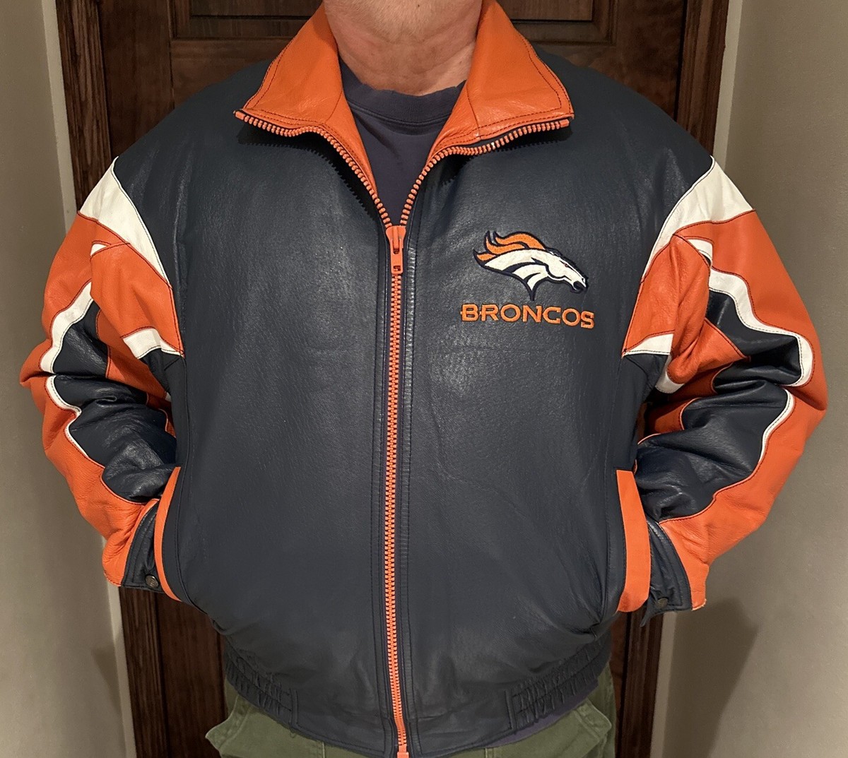 Denver Broncos Pro Player Men's XL Blue/Orange Vintage 90s Leather