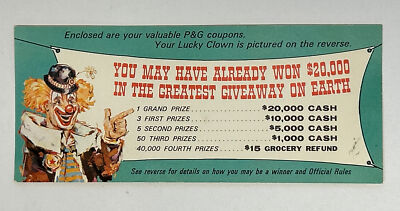 Rare 1965 Procter & Gamble The Greatest Giveaway On Earth, Lucky Louie The Clown