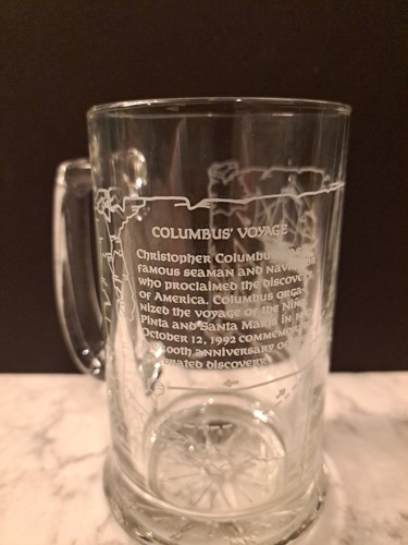 VINTAGE CHRISTOPHER COLUMBUS VOYAGE BEER MUGS COLLECTIBLE  HEAVY GLASS - Bild 2 von 7
