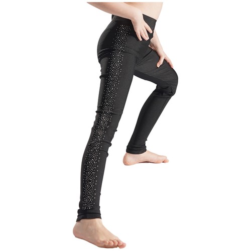 Figure Skating Leggings Girls Fleece Lined Trousers Ice Skating Pants Workout - Picture 15 of 47