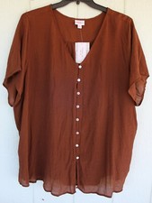 CLEARANCE NWT LuLaRoe 3XL SHANNAH V-Neck Button Down Brown Crepe Chiffon Shirt
