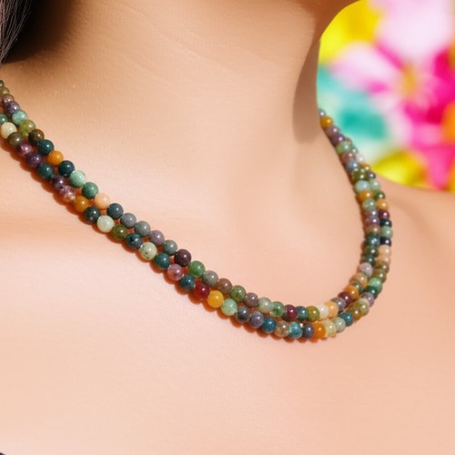 Natural Ocean Jasper 4mm Round Beaded Choker Healing Dainty Women Boho Necklace