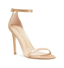  530 STUART WEITZMAN Nudistcurve Ankle Strap Sandal ADOBE PATENT NUDE 10 B PD1 