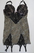 Victoria  s Secret Lingerie Chemise With Garters 36C Black - Leopard