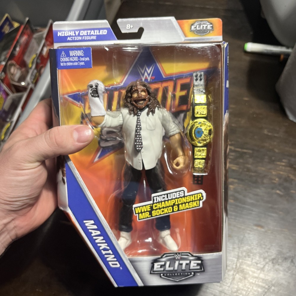 MANKIND WWE ELITE COLLECTION SUMMER SLAM FIGURE w/ CHAMPION MR. SOCKO & MASK