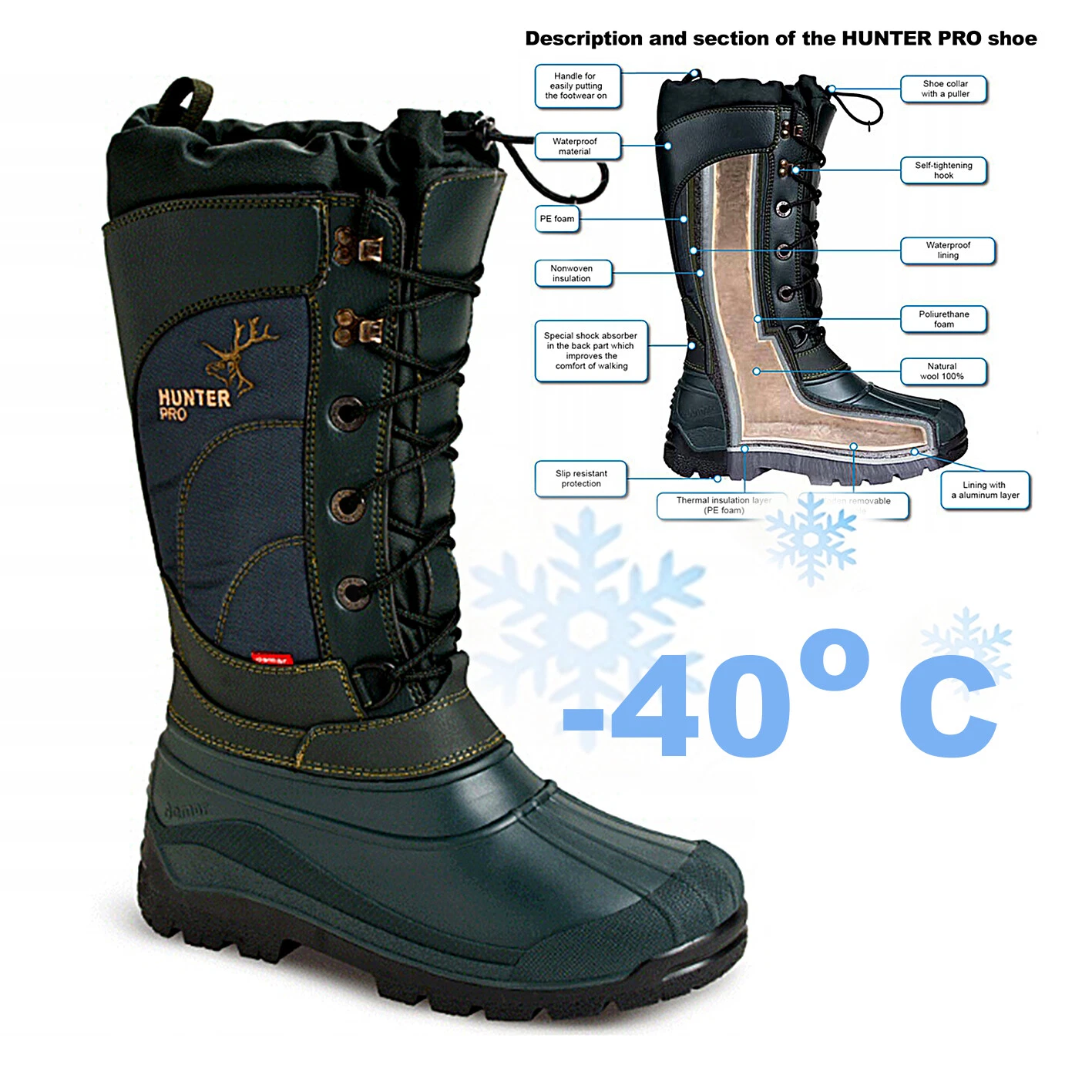 HUNTER-PRO / BOOTS Hunting Boots Snowboots Fishing Walking Voyager Outdoor Rain