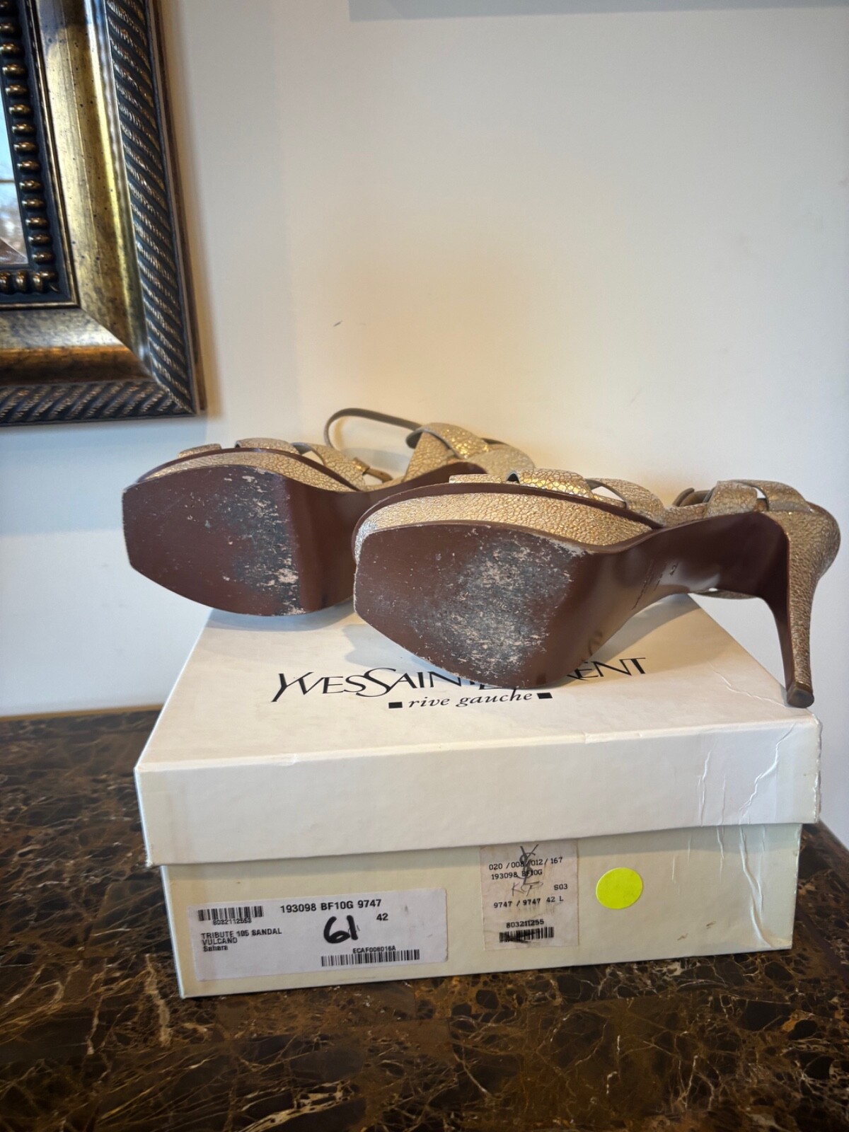 SAINT LAURENT Sandalo Yves Sant Laurent Tribute 105 colore Vulcano Sahara taglia 42