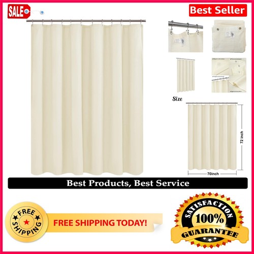 Durable Cream Shower Curtain Liner - Soft Microfiber, Machine Washable 70" x 72"