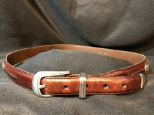 Onyx by Brighton Men's Size 36 Brown 2-Tone Leather Silver Buckle Golf Belt