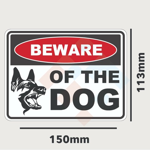 BEWARE OF THE DOG Self Adhesive Sticker Safety Sign Fence Aggressive Animal - Picture 2 of 3