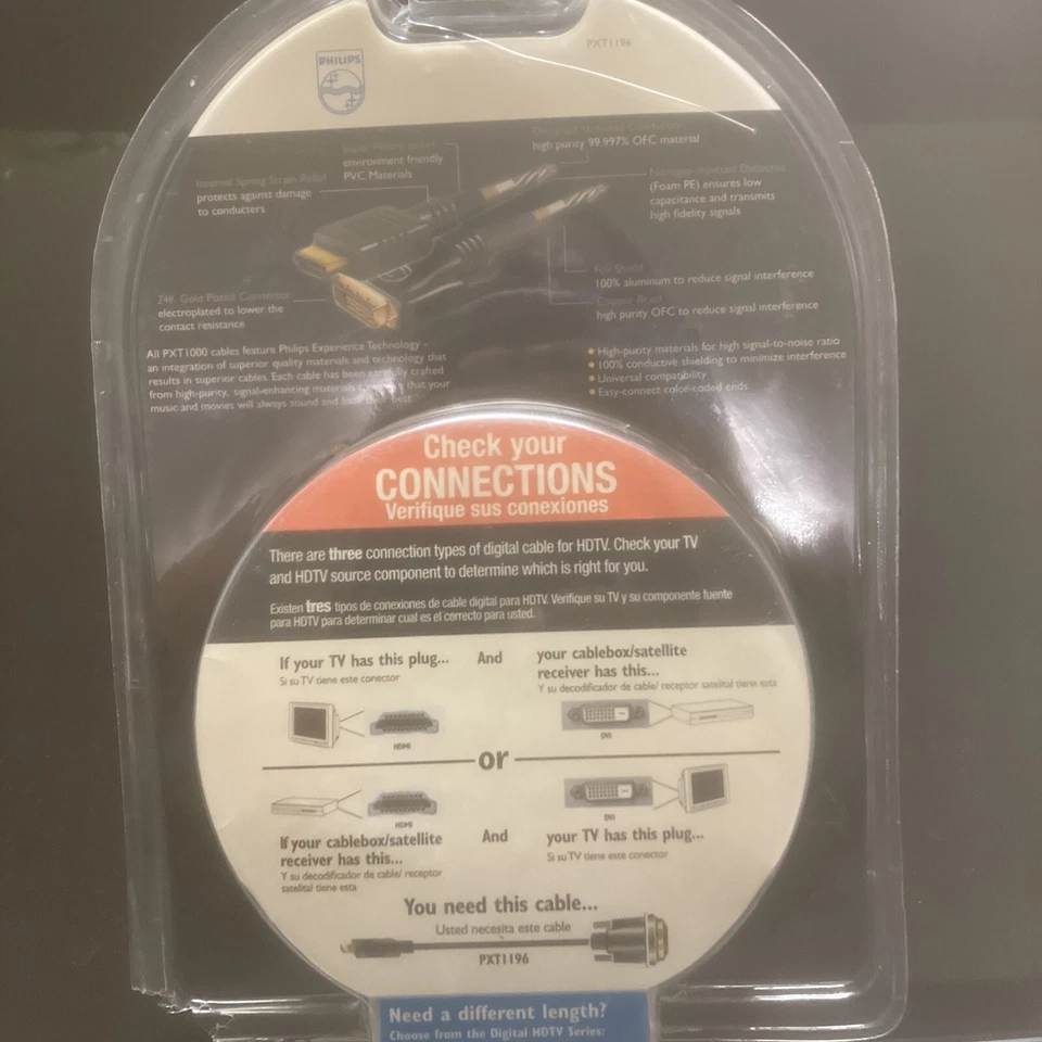 Philips PXT1196 24K Gold HDMI/DVI Conversion Cable 6 ft PXT1000 High Performance - Image 2 of 2