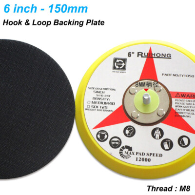 6'' 150mm Pads Backing Plate Hook&Loop Buffing Polishing Sanding Discs Thread M8
