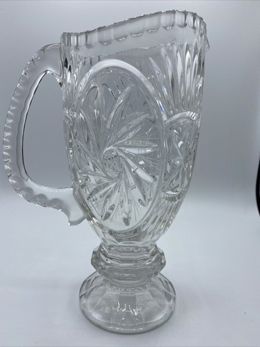Manija de jarra de cristal cortada molinete estrella de David 10,25" de alto 5 libras vintage - Imagen 2 de 10