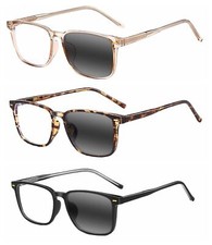 Bifocal Men Women Acetate Metal Square Transition Photochromic Reading Glass