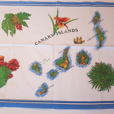 Teneriffa Kanarische Inseln Karte Blume Kaktus Sukkulenten Souvenir Geschirrtuch Spanien