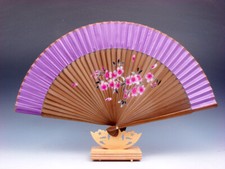 Bamboo Folding Hand Fan w/ Stand Flower Blossoms Party Wedding Favor 10302204