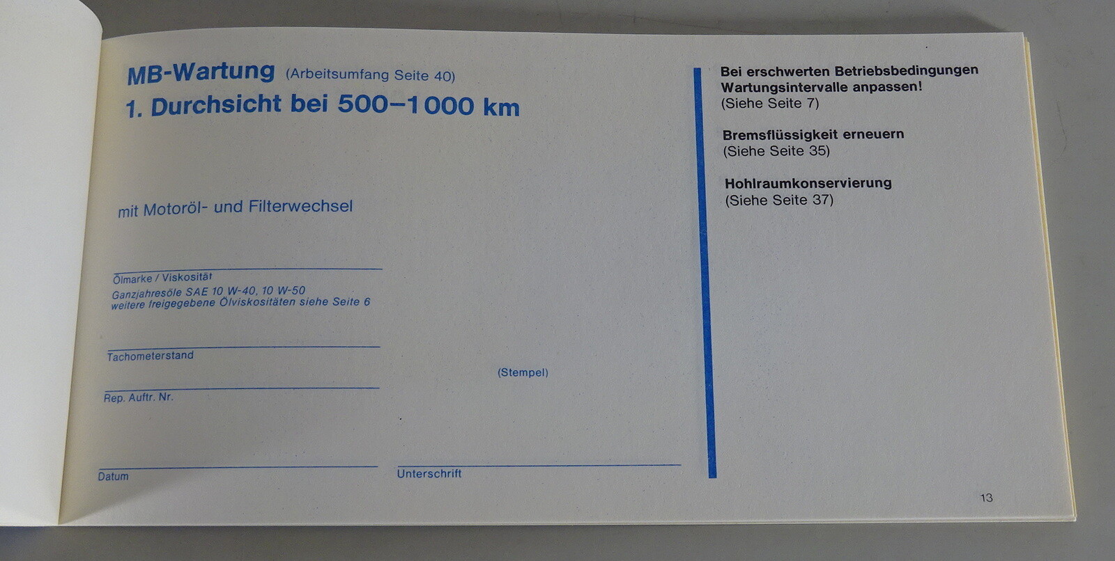 Falkenhorn Serviceheft Auto - Universal Wartungsheft 15 Inspektionen Made In Germany