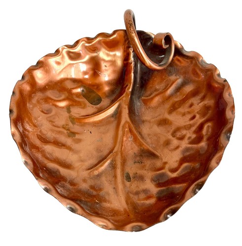VTG MCM Copper Leaf Candy Trinket Dish 7” Hammered USA BOHO Georgian - Picture 6 of 9
