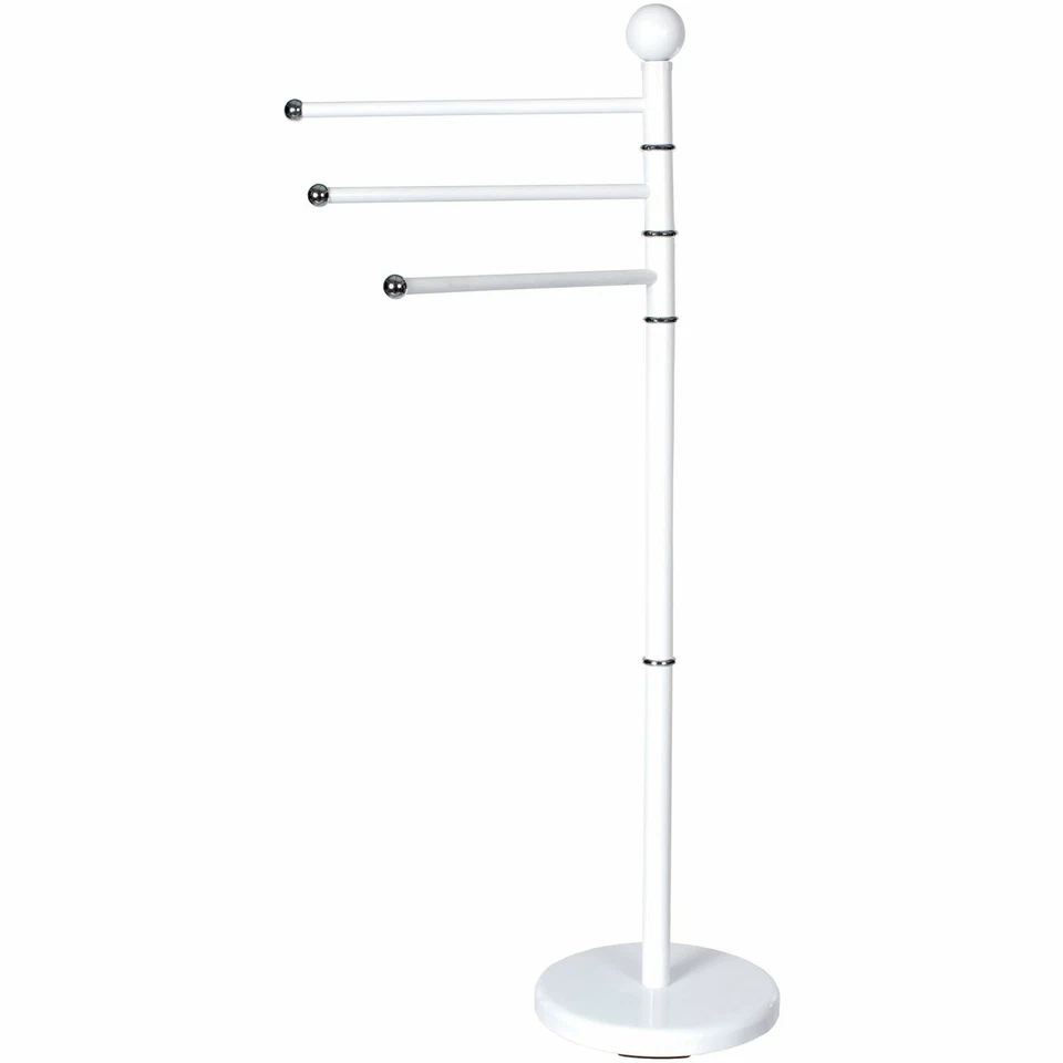 PIANTANA PORTASCIUGAMANI ACCIAIO BIANCO 3 BRACCI ORIENTABILI PORTA ASCIUGAMANI  - Immagine 4 di 4