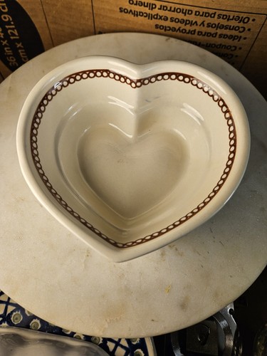 Boleslawiec Polish Pottery Heart Shaped Bowl 6” Hand Made Eye Design Pattern - Picture 6 of 9