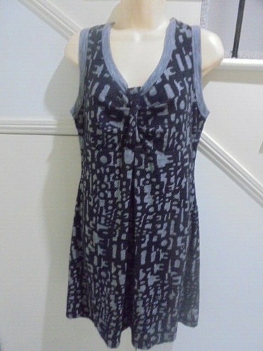 GABRIELLA FRATTINI SIZE 12 Black Grey Pattern with Centre Pleat DRESS #