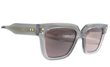 New Gucci Gray Transparent Square Unisex Sunglasses Brown Lens GG1084S-004 54