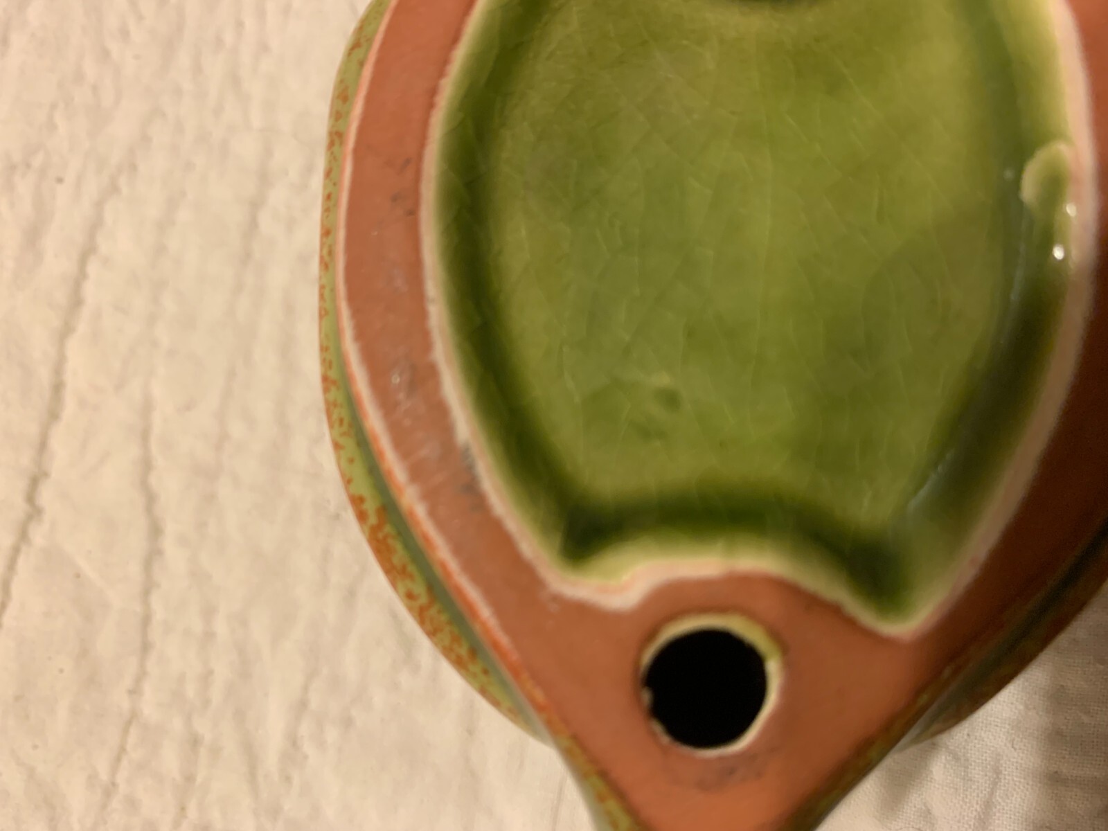 Vintage Snail Tea Light holder - Green with red highlights -