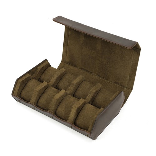 4/6/8 Slots Genuine Leather Watch Roll Display Case Watches Jewelry Storage Box - Picture 31 of 36