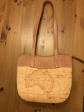Borsa a tracolla Alviero Martini 1A Classe Stampa Mappa Pelle e Tela Rivestita NUOVA