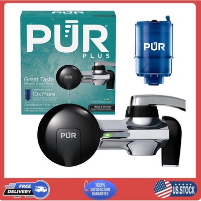 PUR PLUS Horizontal Faucet Mount Water Filtration System PFM200B Black Chrome