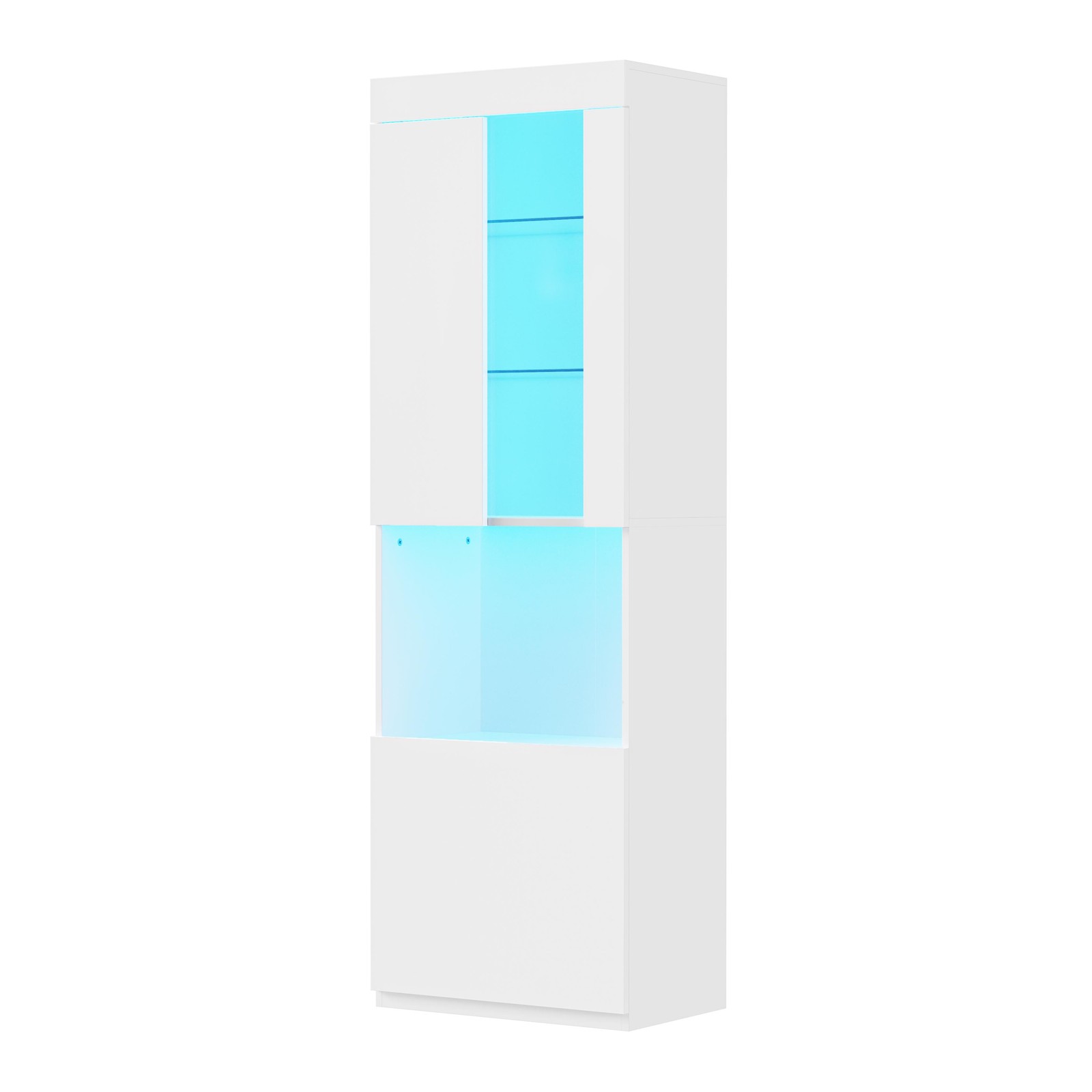 Vinsetto High Gloss Kitchen Storage Cabinet with LED Lights, White