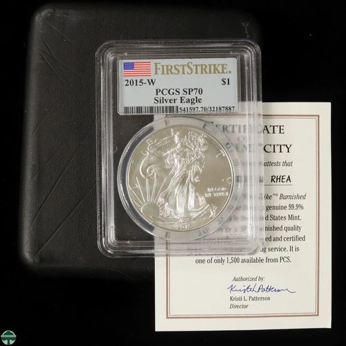 Burnished 2015-W American Silver Eagle PCGS SP70 First Strike boxed