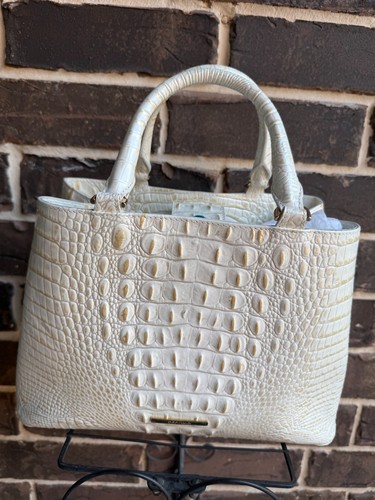 NWT BRAHMIN Small Denise Chantilly Melbourne Leather Satchel Tote off white