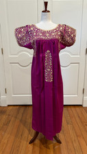 San Antonino Maxi Dress, Oaxaca Mexican dress. hand Embroidered. Silk Threads,