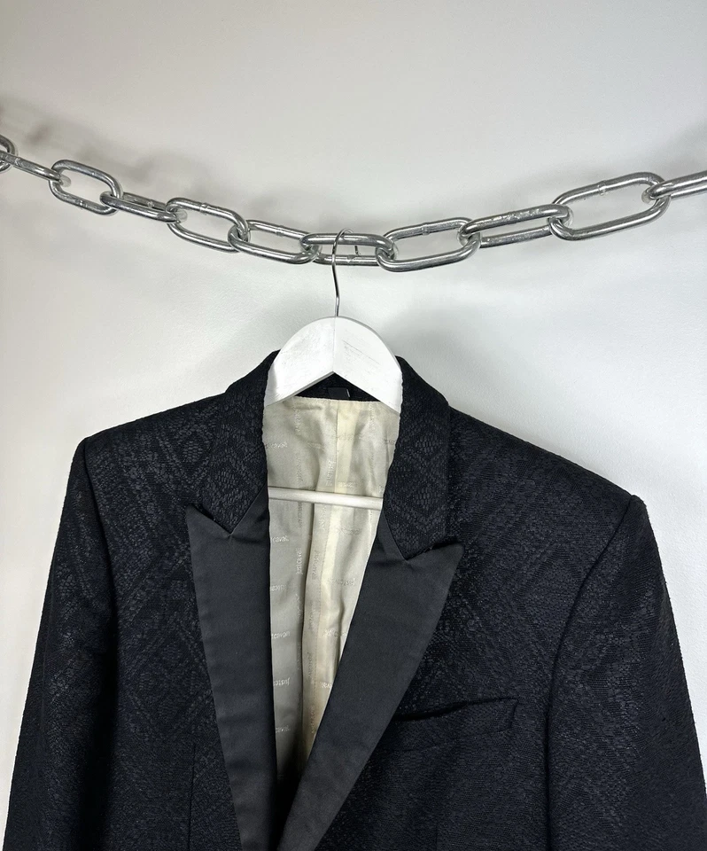 Blazer de lana esmoquin de diseñador vintage Just Cavalli Avant Garde talla 50 Foto 3 de 4
