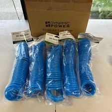 [5 Pack] 25 Feet PU Recoil Air Hose With 1/4" MNPT Swivel Ends