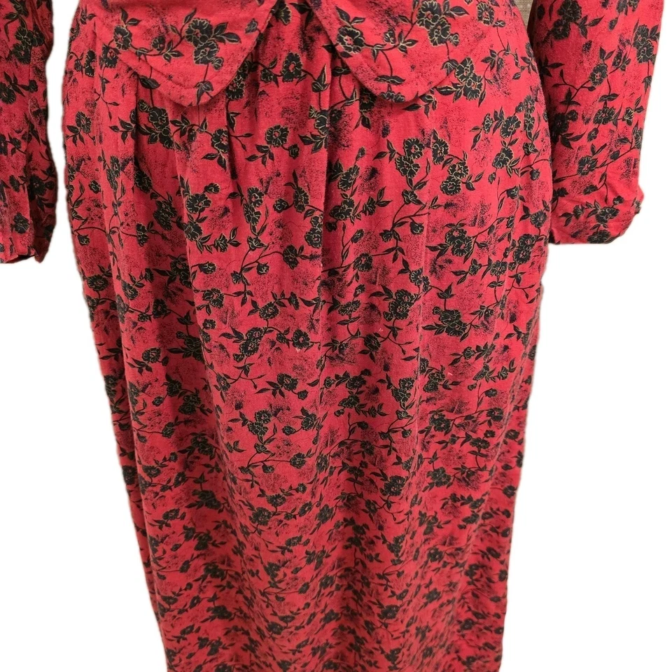 Vestido Miss Dorby Años 90 De Colección Para Mujer 8P Floral Cuello Terciopelo Manga Larga -Pradera Foto 4 de 4