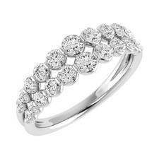 Diamond Wedding Ring 1.00 ct Double Row Band for Womens in Solid 14k White Gold