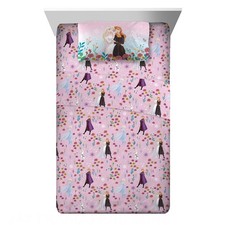 Disney Frozen Kids Girls 3 Piece Pink Sheet Set, Twin New