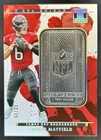 2025 Panini Impeccable Baker Mayfield NFL Shield Metal Bars Silver Bar #/35