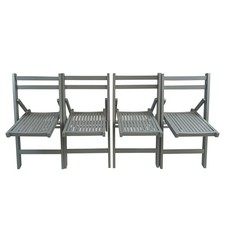 Set of 4 Folding Chair Event Chair Furniture Slatted Wood Gray
